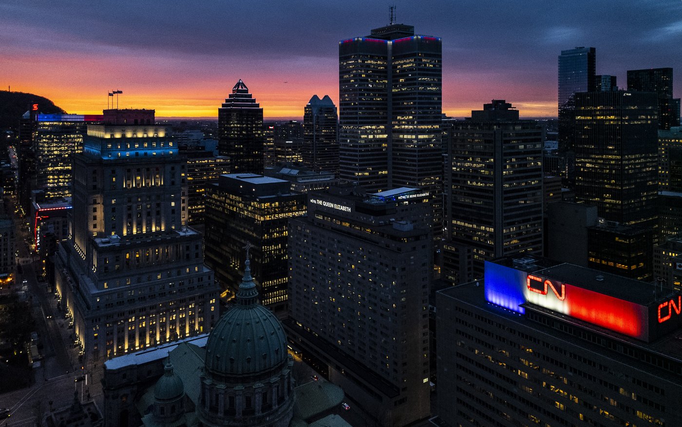 Photo Gallery: Habs fever - Montreal's skyline lights up blue, white, red | iNFOnews.ca