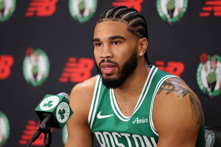 Celtics star Jayson Tatum feeling 'no pressure' to rush rehab as Celtics open camp without him | iNFOnews.ca