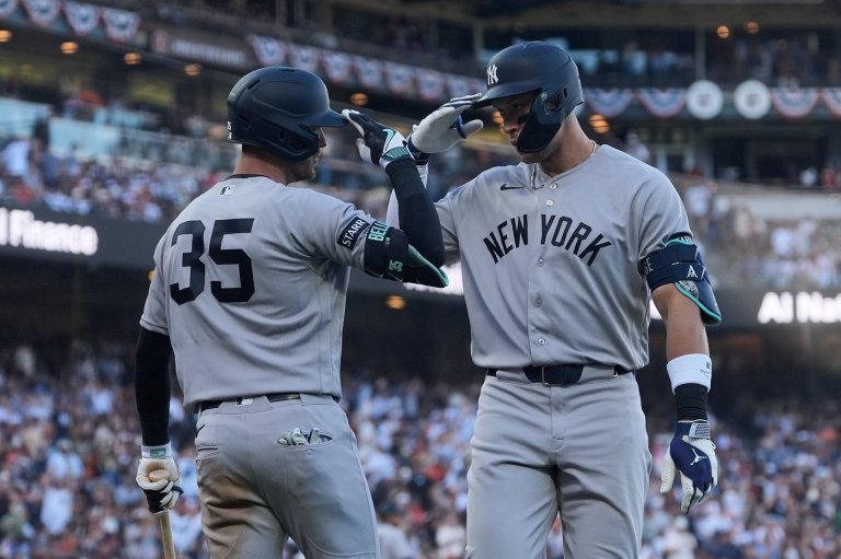 Aaron Judge hits 2nd home run in 2 games as Yankees beat Giants 3-1 to complete series sweep | iNFOnews.ca
