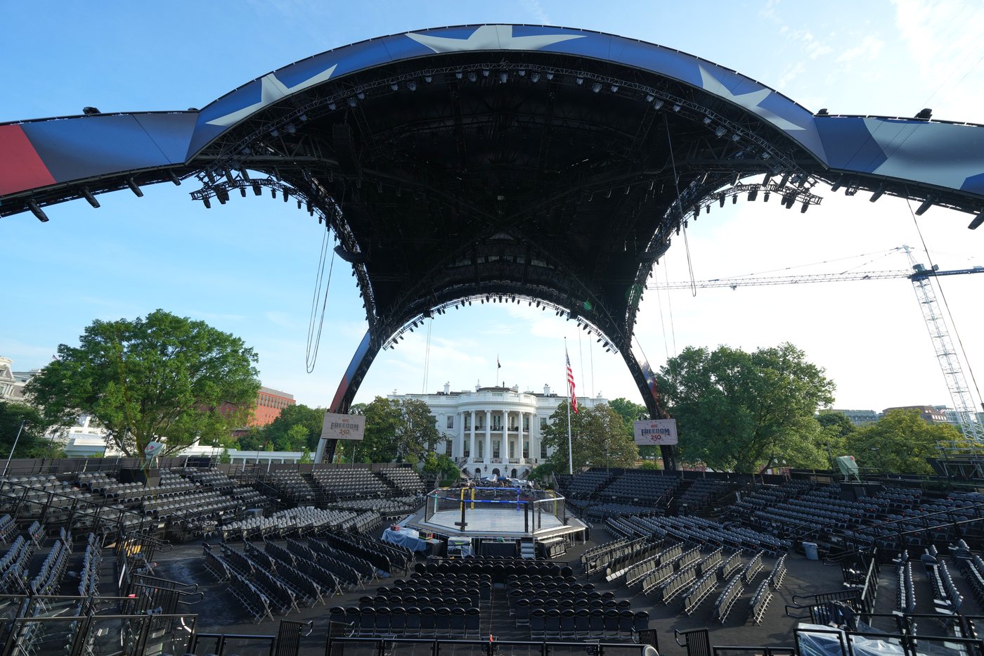 An octagon on the White House lawn for Trump's 80th birthday and the nation's 250th, in photos | iNFOnews.ca