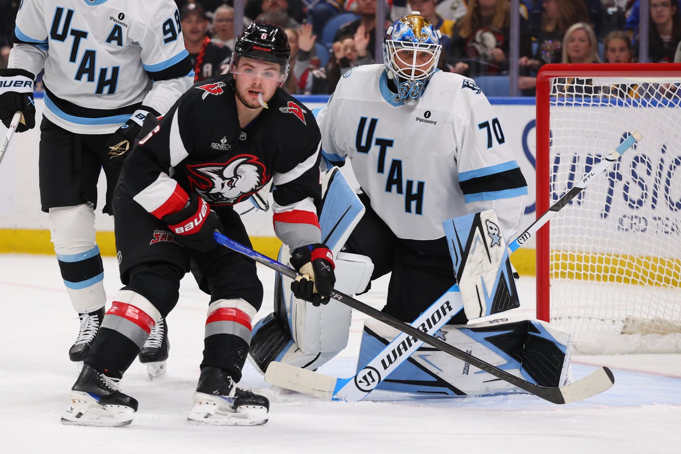 Mammoth bounce back to beat the Sabres 4-1 to close trip | iNFOnews.ca Mammoth bounce back to beat the Sabres 4-1 to close trip | iNFOnews.ca