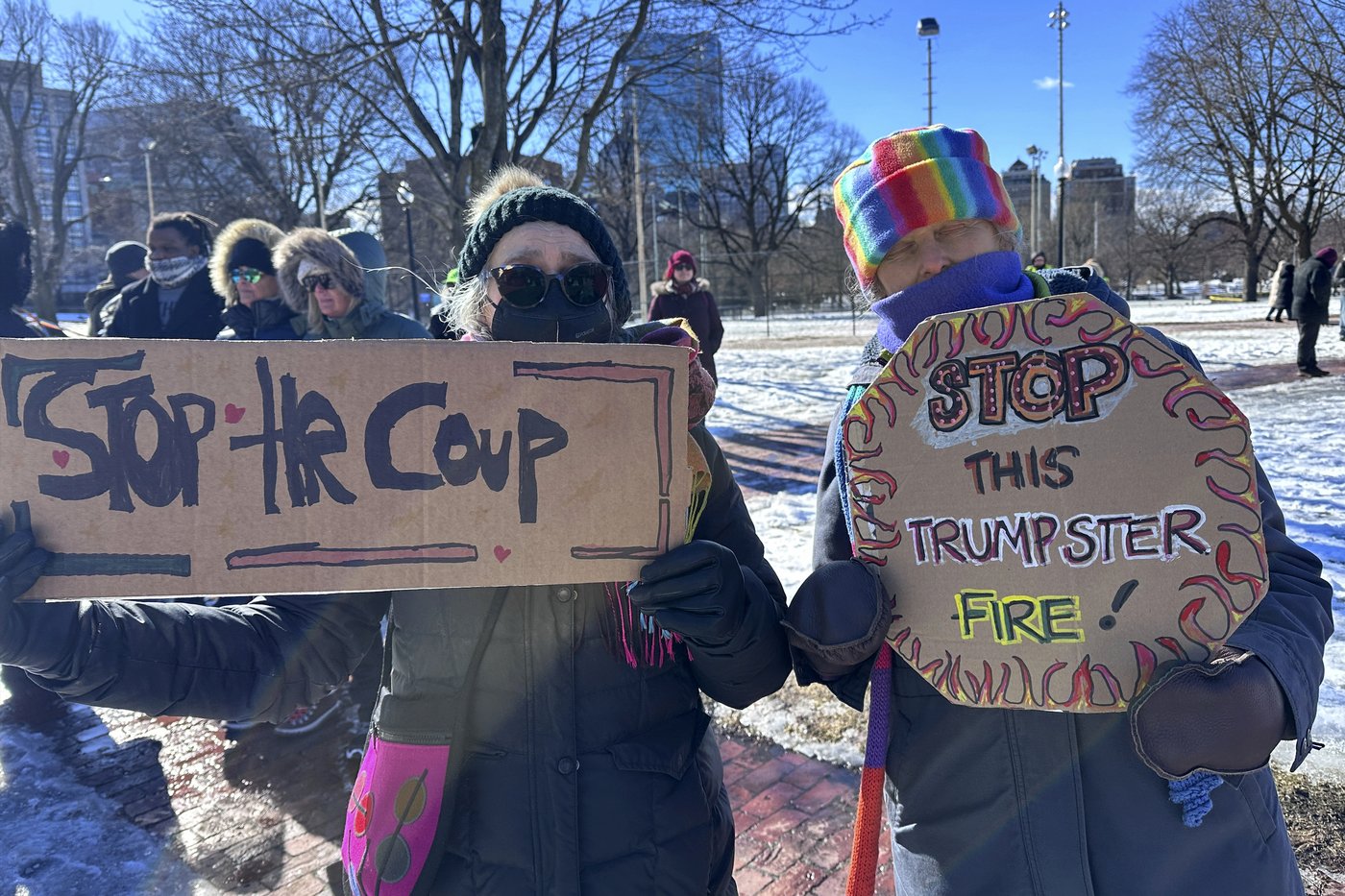 Hundreds march in Boston to support democracy and protest policies of Trump, Musk | iNFOnews.ca