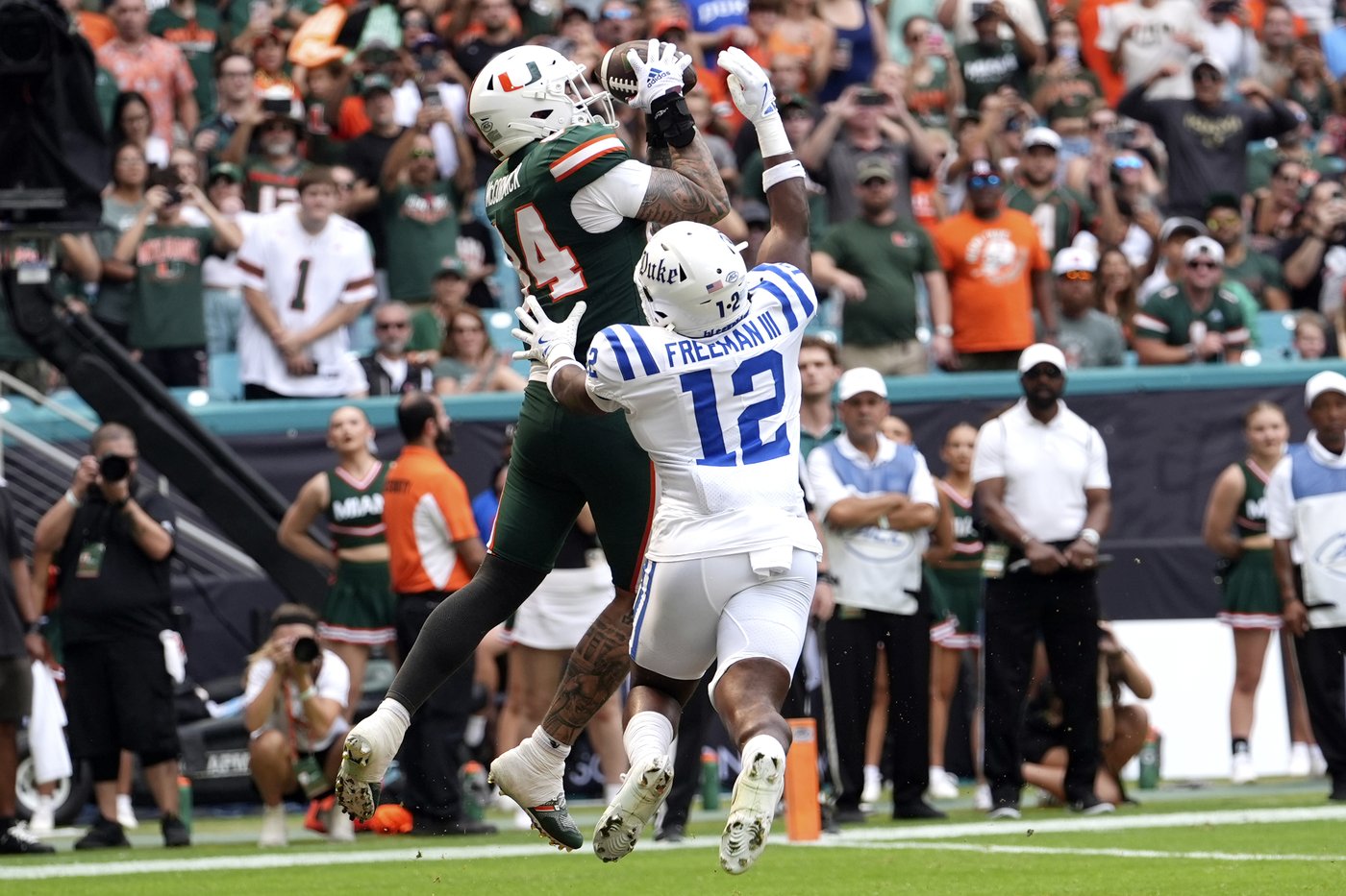 Ward and Restrepo rewrite the record book, and No. 5 Miami rallies to down Duke 53-31 | iNFOnews.ca Ward and Restrepo rewrite the record book, and No. 5 Miami rallies to down Duke 53-31 | iNFOnews.ca