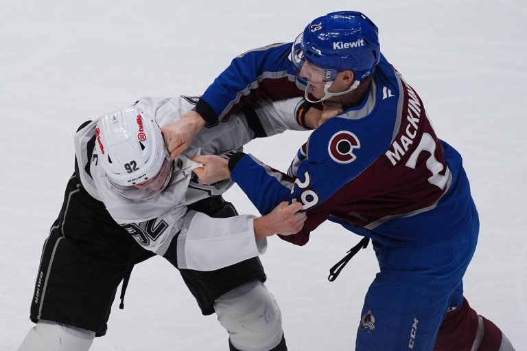 MacKinnon has 2 goals and a rare fight in the Avs' 8-4 victory over the Kings in opener | iNFOnews.ca