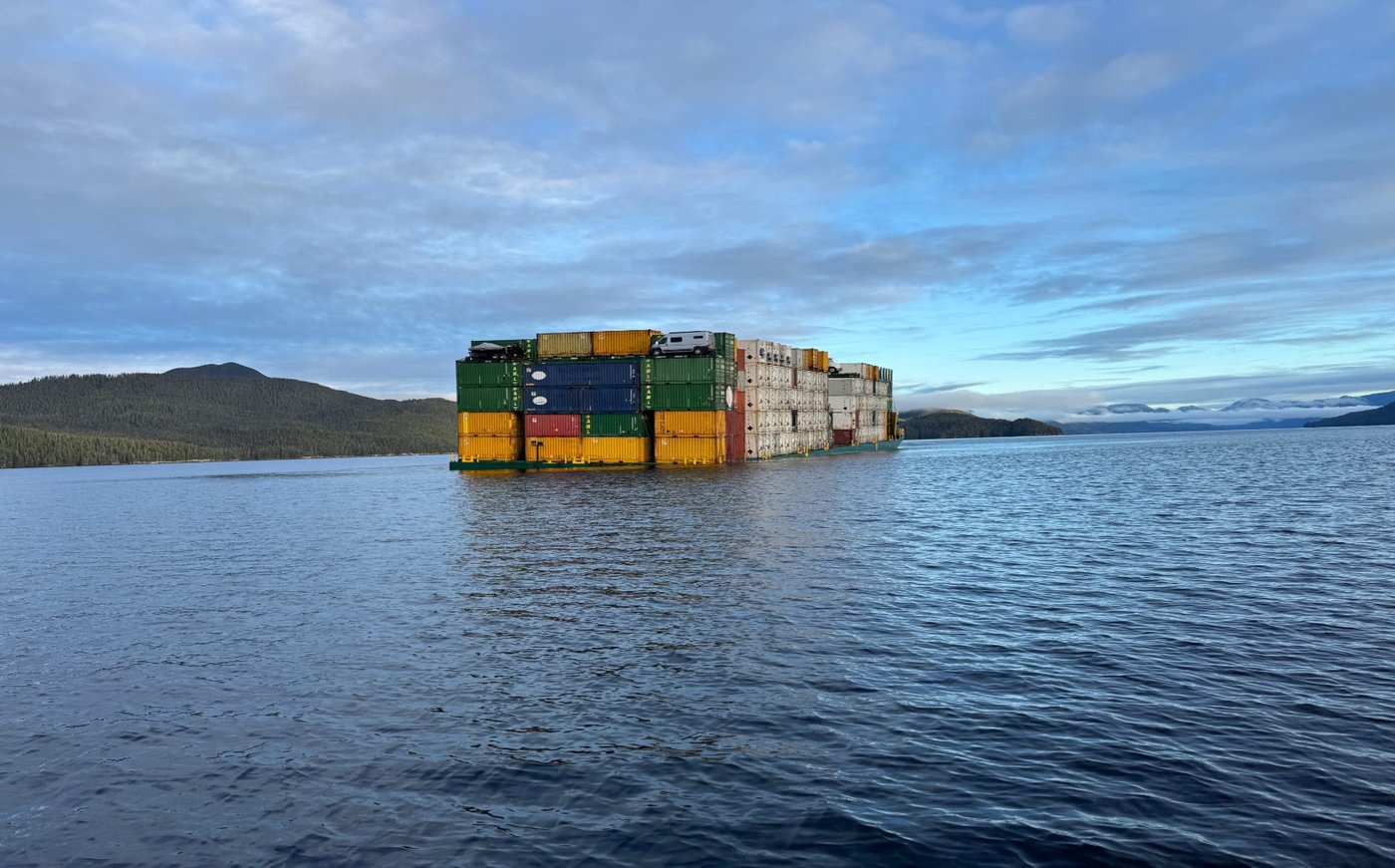 Cargo container removal begins on sinking barge off B.C.'s central coast | iNFOnews.ca