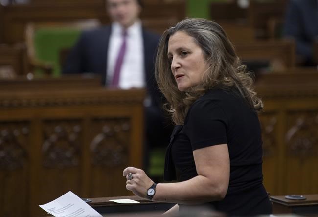 Freeland appeals to Tories to hurry passage of COVID-19 relief bill | iNFOnews.ca CP295370283