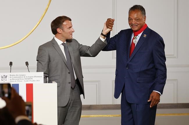 French president honors US civil rights leader Jesse Jackson | iNFOnews.ca French president honors US civil rights leader Jesse Jackson | iNFOnews.ca