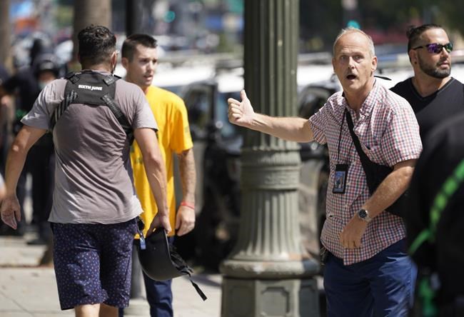 Man stabbed, reporter attacked at protest at LA City Hall | iNFOnews.ca Man stabbed, reporter attacked at protest at LA City Hall | iNFOnews.ca