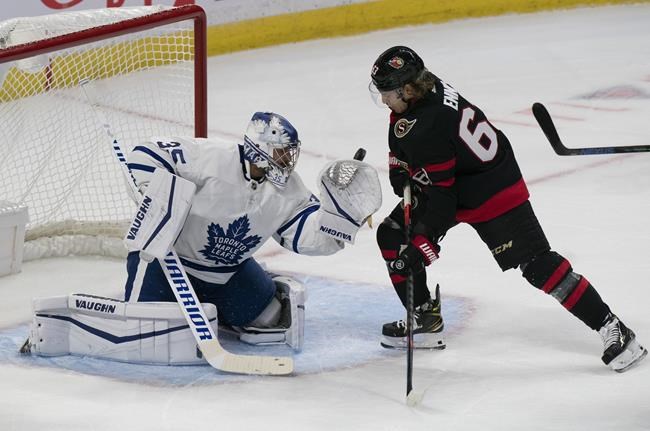'Pretty surreal': Leafs forced to dress U of T goalie as backup against Sens | iNFOnews.ca CP751373737