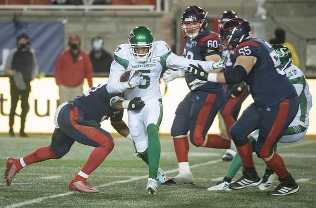 Powell, Lauther power Roughriders into playoff spot with win over Alouettes | iNFOnews.ca CP863322487