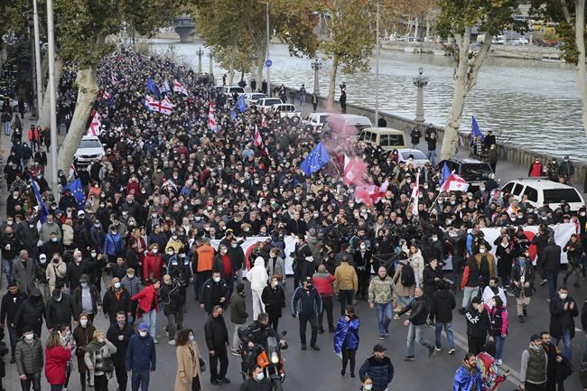 Georgians rally to back jailed ex-president on hunger strike | iNFOnews.ca