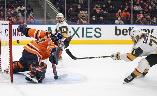 Karlsson, Smith notch goal and assist as Knights beat Oilers 4-0 | iNFOnews.ca