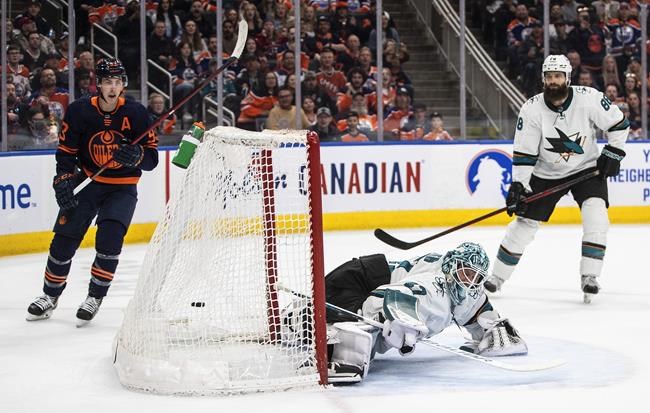 Zach Hyman's overtime winner sends Oilers to 5-4 victory over Sharks | iNFOnews.ca
