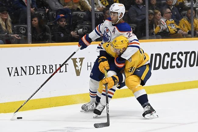 Hyman's hat trick leads Oilers over Predators 6-3 | iNFOnews.ca Hyman's hat trick leads Oilers over Predators 6-3 | iNFOnews.ca
