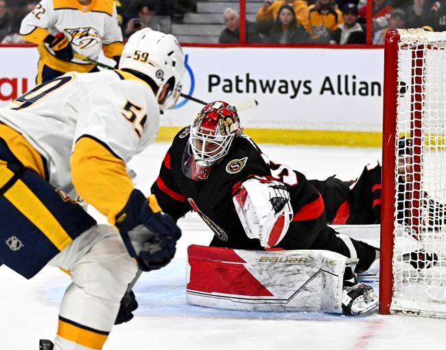 Saros frustrates Senators as Predators prevail 3-0 | iNFOnews.ca
