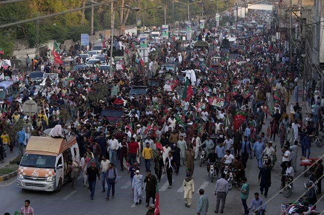 Pakistan's ex-PM Khan leads rally, ignores arrest warrants | iNFOnews.ca