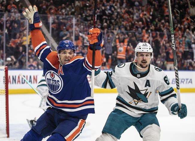 Oilers need overtime heroics to sink Sharks 5-4 | iNFOnews.ca