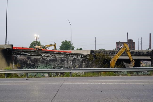 Officials say driver lost control of gas-filled tanker before fire collapsed main East Coast highway | iNFOnews.ca