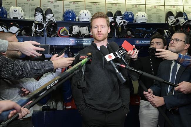Defenceman Matheson named assistant captain of Montreal Canadiens | iNFOnews.ca