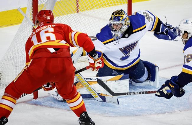 Joel Hofer earns first career shutout as Blues blank slumping Flames 3-0 | iNFOnews.ca