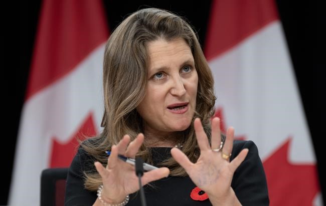 Freeland to present fall fiscal update Tuesday as cost-of-living dominates politics | iNFOnews.ca