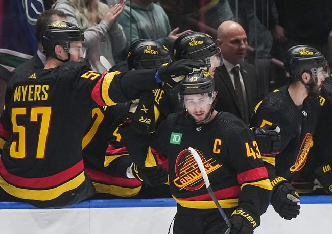 Hughes matches career-high goal mark in two-point night as Canucks top Sharks 3-1 | iNFOnews.ca