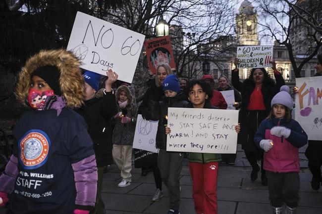 Migrant families rally for end to New York’s new 60-day limits on shelter stays | iNFOnews.ca