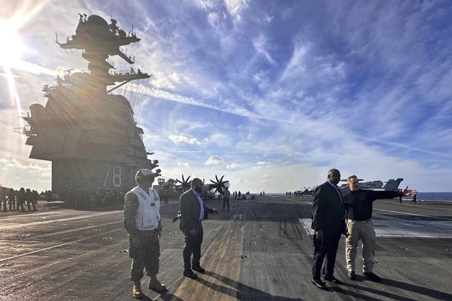 US defense secretary makes unannounced visit to USS Gerald R Ford aircraft carrier defending Israel | iNFOnews.ca