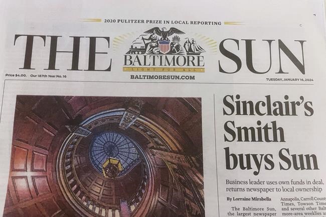 The Baltimore Sun is returning to local ownership - with a buyer who has made his politics clear | iNFOnews.ca