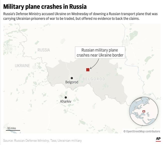 Ukraine and Russia trade accusations over fatal plane crash that Moscow says involved Ukrainian POWs | iNFOnews.ca