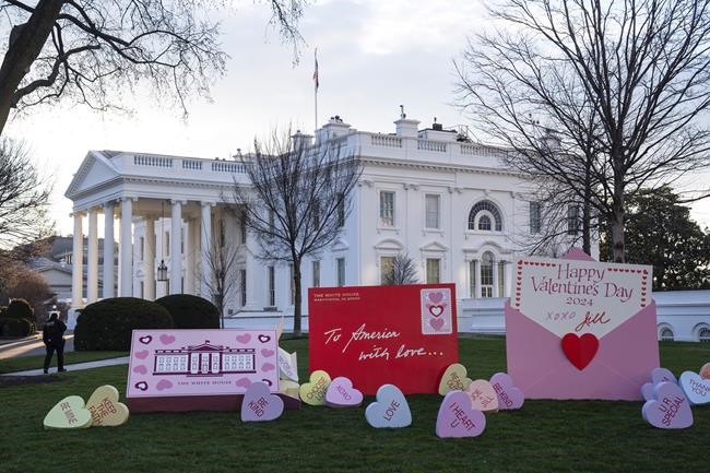 Jill Biden sends Valentine's Day love to Americans with an art display on the White House lawn | iNFOnews.ca