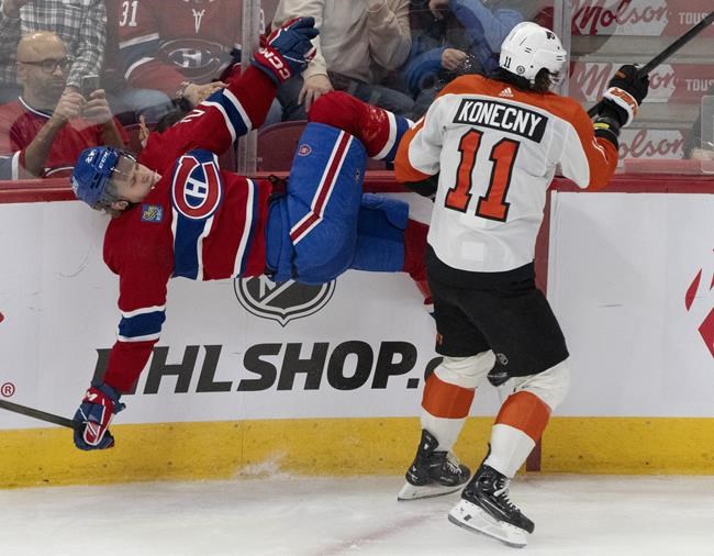 Canadiens defencemen Kaiden Guhle, Arber Xhekaj out against Maple Leafs | iNFOnews.ca