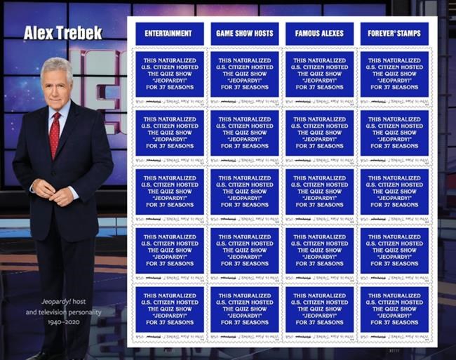'Jeopardy!' host Alex Trebek gets first-class tribute with U.S. Postal Service stamp | iNFOnews.ca