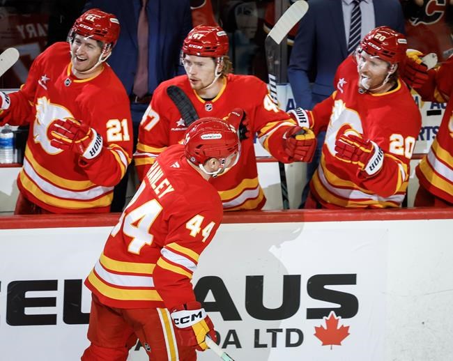 Persistent Hanley comes up big for Flames in 3-2 win over Sharks | iNFOnews.ca Persistent Hanley comes up big for Flames in 3-2 win over Sharks | iNFOnews.ca