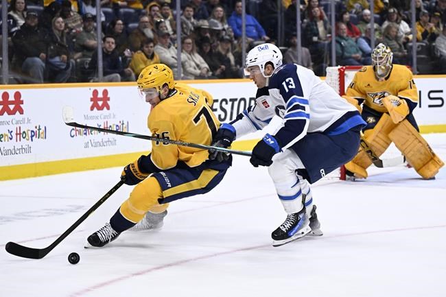 Predators beat weary Winnipeg 2-1 to end Jets' team-record winning streak at 11 | iNFOnews.ca Predators beat weary Winnipeg 2-1 to end Jets' team-record winning streak at 11 | iNFOnews.ca