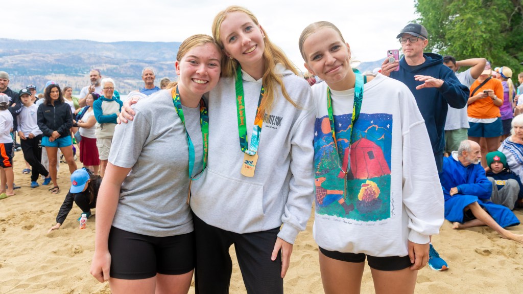 Swimmers prepare to cross Okanagan Lake in longstanding Kelowna tradition | iNFOnews.ca Swimmers with their medals following the 2025 Kelowna Across the Lake Swim