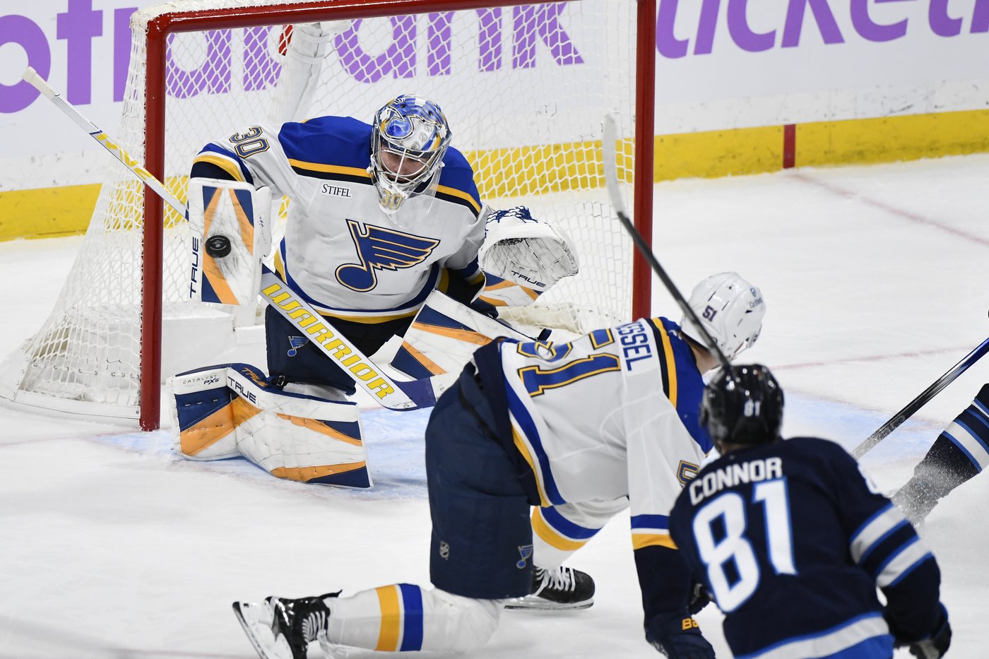 Kyrou scores two as Blues ground struggling Jets 4-1 | iNFOnews.ca