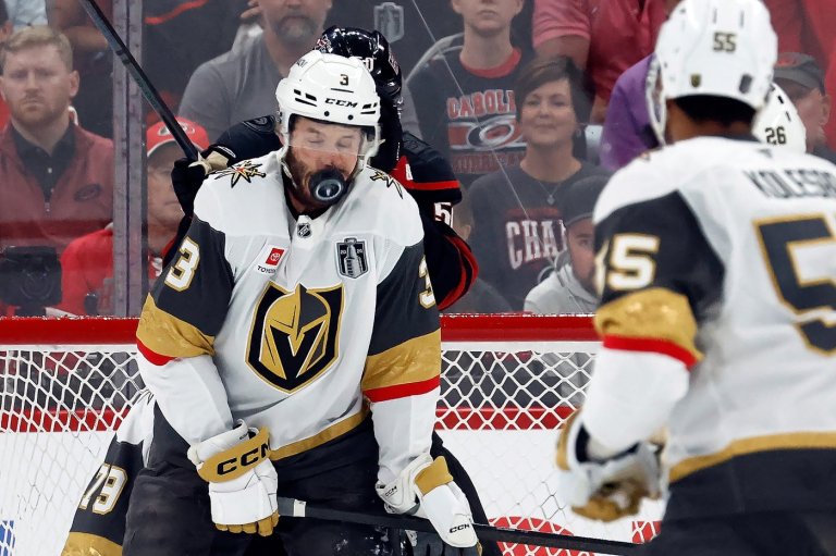 Brayden McNabb knocked out of Stanley Cup Final Game 2 after taking a puck to the face | iNFOnews.ca