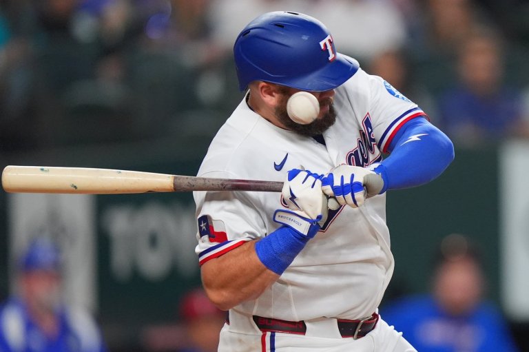 Rangers 1B Jake Burger leaves game after being hit by pitch | iNFOnews.ca