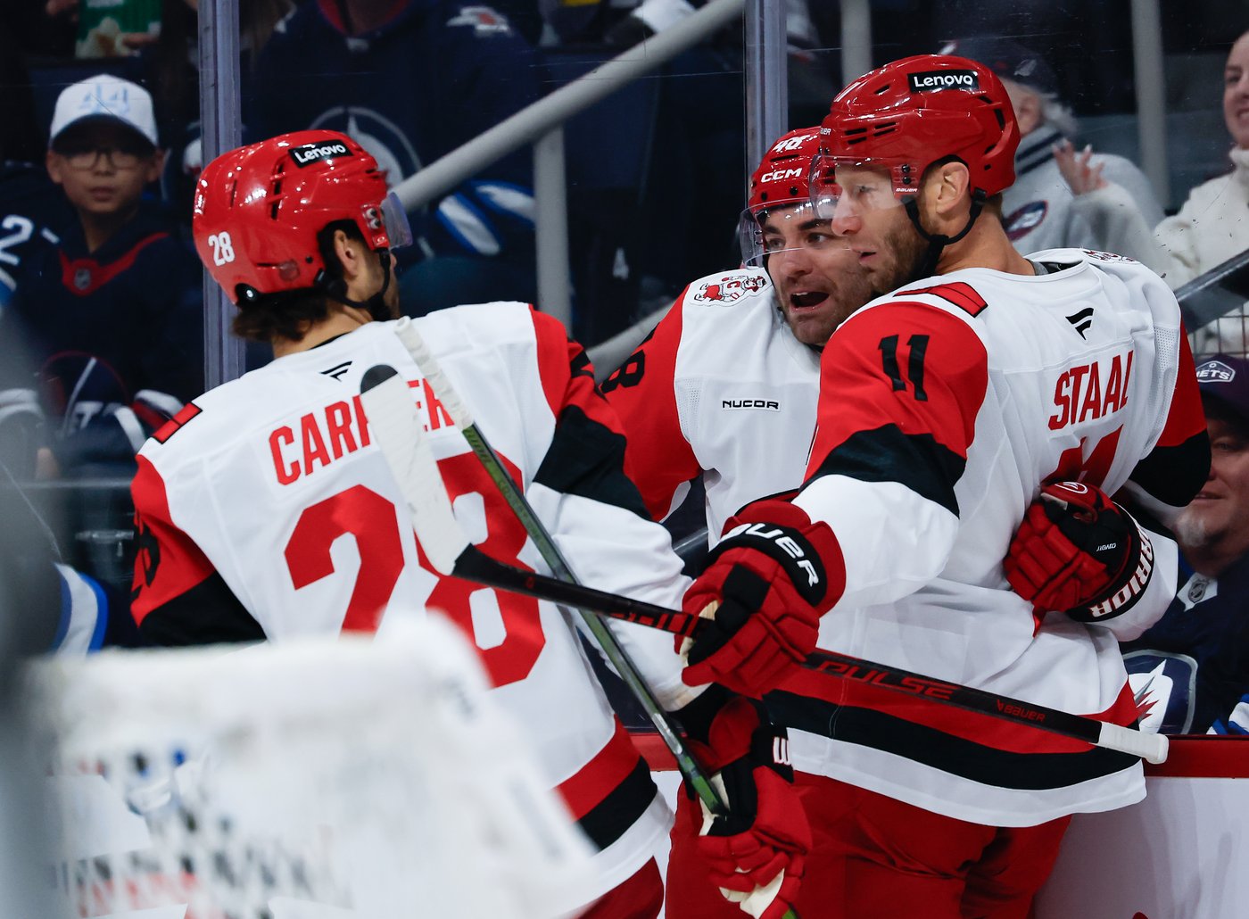 Staal scores twice as Hurricanes defeat Hellebuyck-less Jets 4-3 | iNFOnews.ca