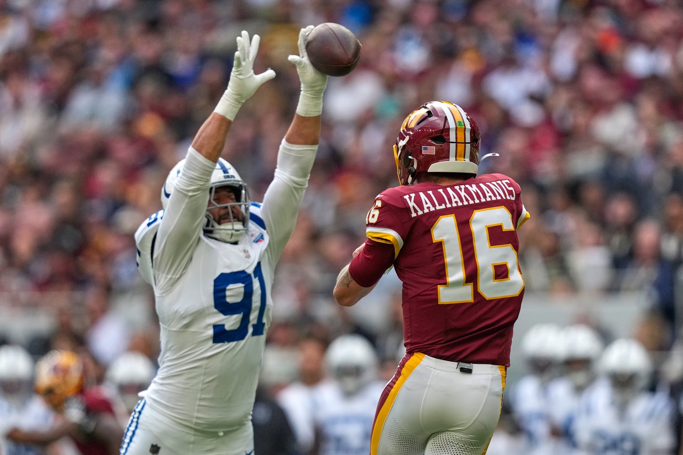 Kaliakmanis replaces injured Mariota as Commanders lose to Colts in London | iNFOnews.ca