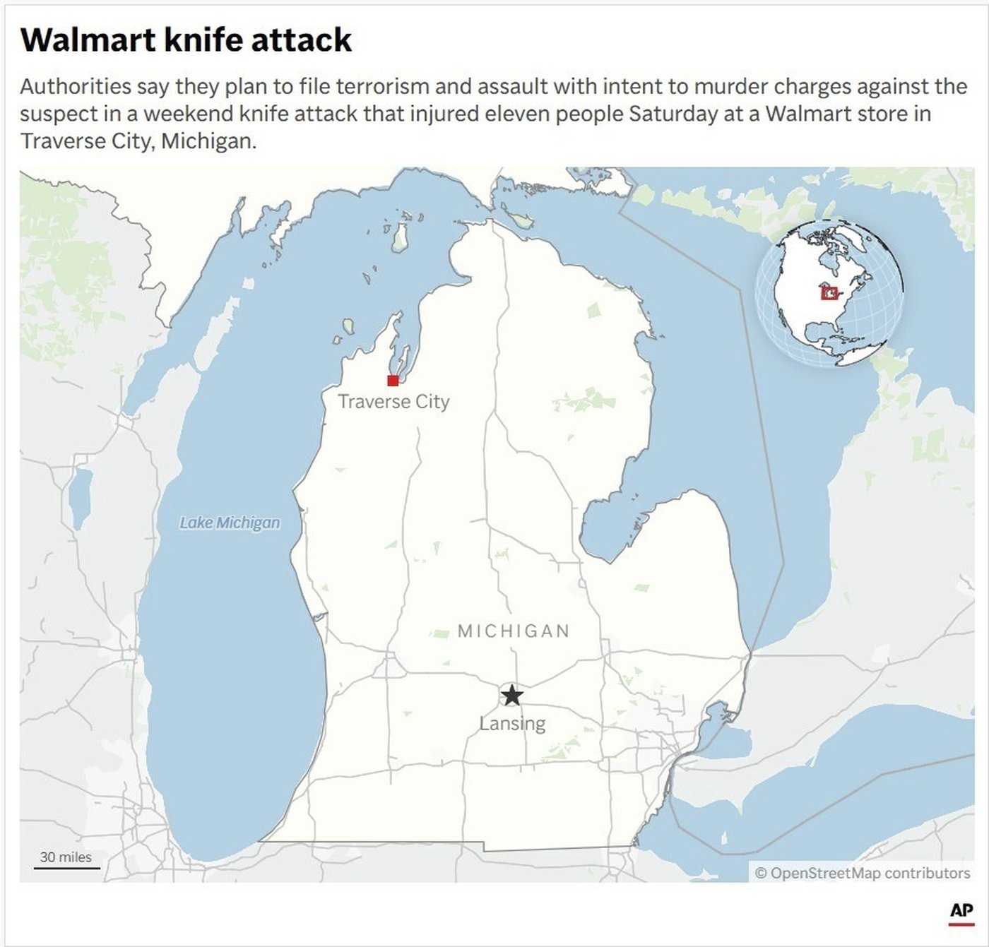 Suspect in Michigan Walmart stabbings is charged with a rarely used state terrorism count | iNFOnews.ca