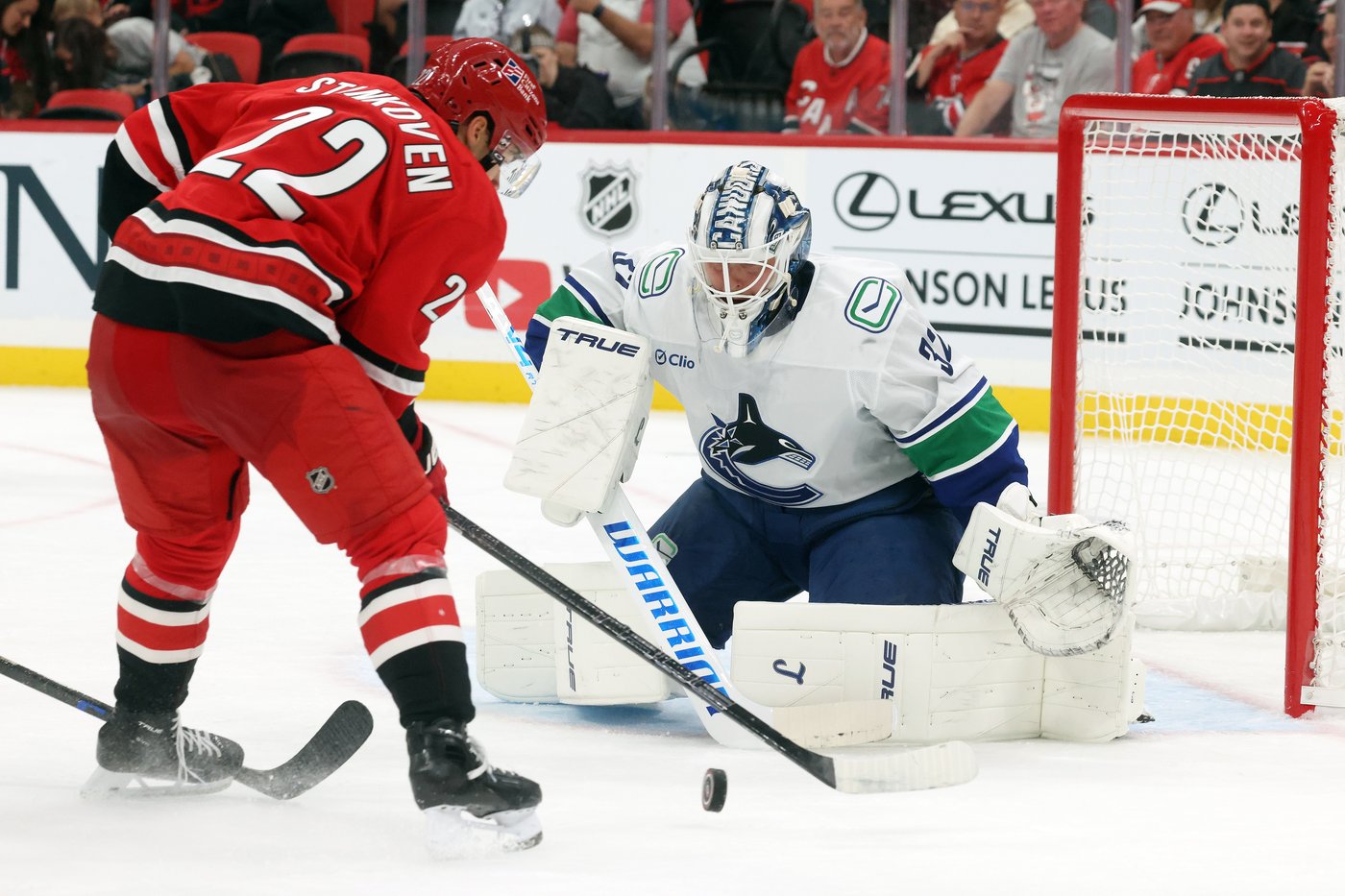 Logan Stankoven's first career hat trick helps Hurricanes beat Canucks 7-2 | iNFOnews.ca