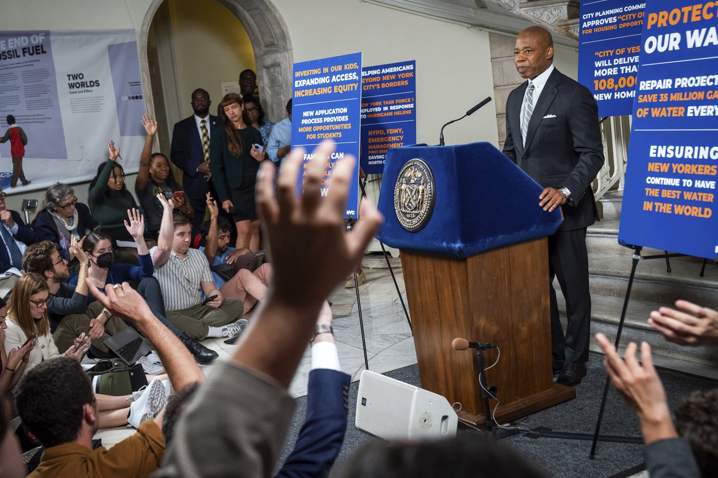 NYC mayor deflects questions about bribery charges as a potential witness speaks outside City Hall | iNFOnews.ca