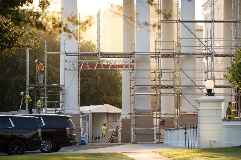 Trump's White House North Portico project nears completion with shroud and scaffolding taken down | iNFOnews.ca