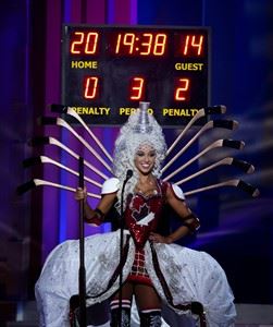 Miss Universe Canada scores big buzz online with outlandish hockey costume | iNFOnews.ca Miss Universe Canada scores big buzz online with outlandish hockey costume | iNFOnews.ca