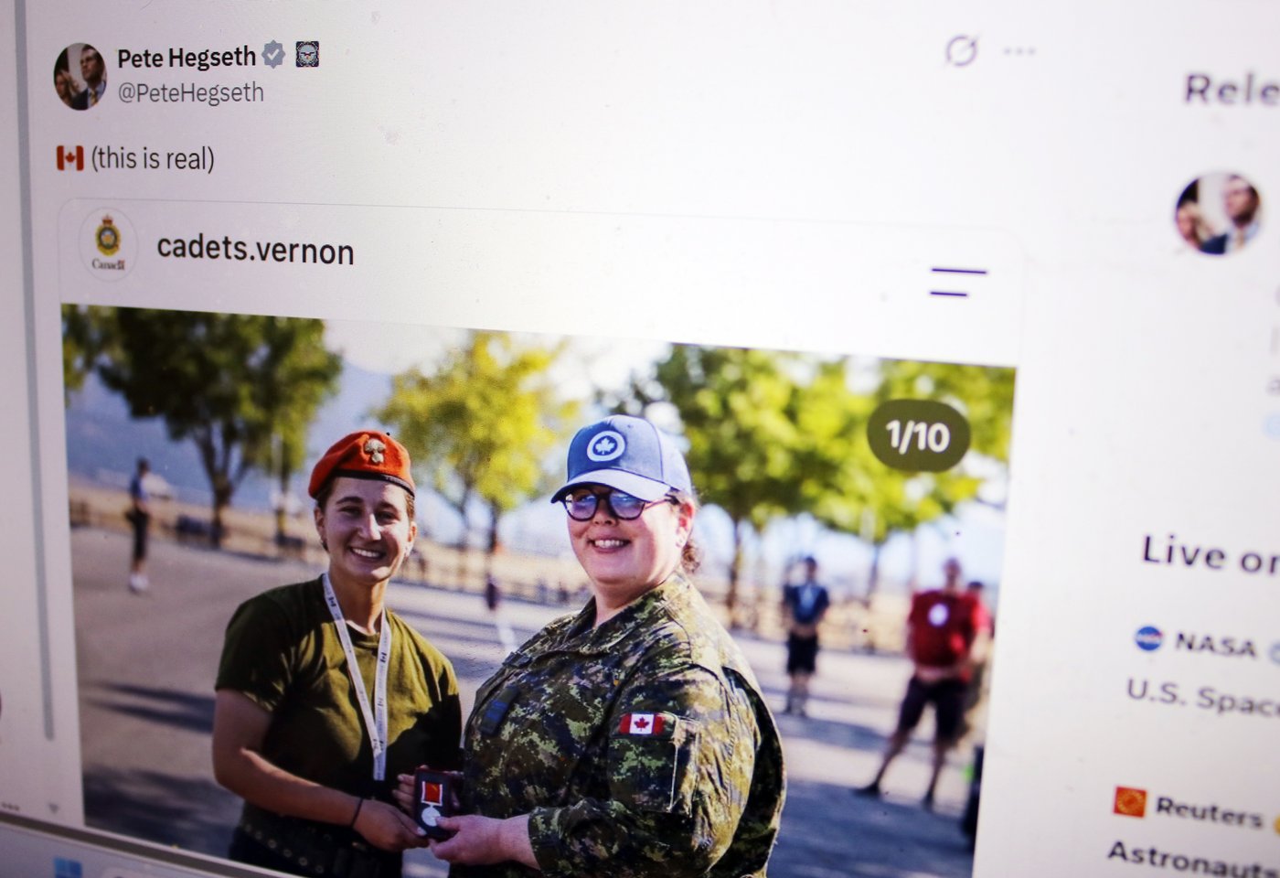 Pentagon defends Hegseth's controversial post about Canadian cadet program | iNFOnews.ca