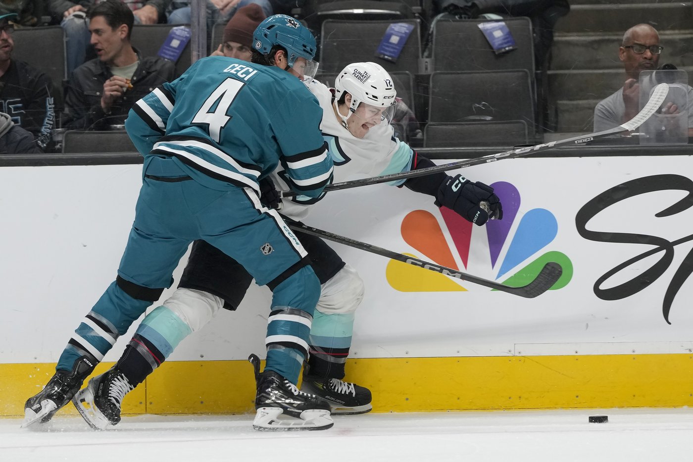 Klim Kostin's Gordie Howe hat trick helps Sharks beat Kraken 8-5 | iNFOnews.ca