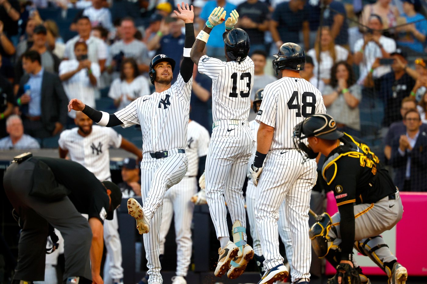 Jazz Chisholm Jr. homers twice and drives in 5 as Yankees sink Pirates 8-5 after benches clear | iNFOnews.ca