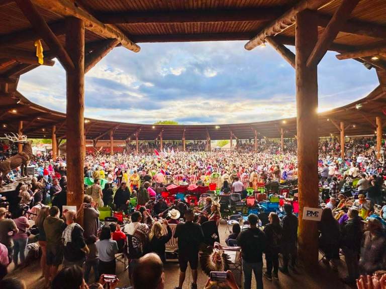 Large gathering at the Kamloopa Powwow in Kamloops BC